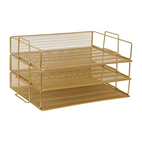 steel mesh letter box|Martha Stewart 3 Tier Desk Letter Tray Organizer Gold.